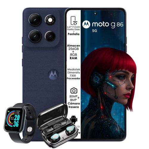 Celular Moto G86 5g 256GB 8GB RAM Lila pOLED 120Hz con Bocina y Audífonos inalámbricas
