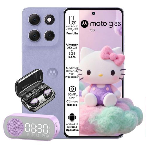 Celular Moto G86 5g 256GB 8GB RAM Lila pOLED 120Hz con Bocina y Audifonos inalámbricas