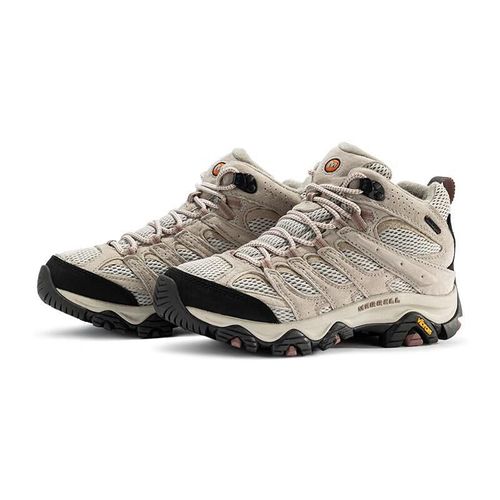 Tenis Merrell Moab3Mid Wp Impermeable Beige Y Negro Para Mujer