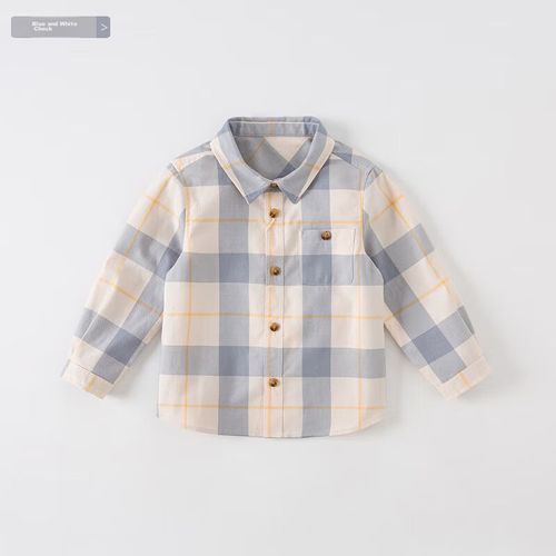 Camisa Dave & Bella Cuadros Azul Para Niño