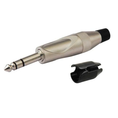 Plug 6.3mm estéreo baquelita metálico con seguro para cable
