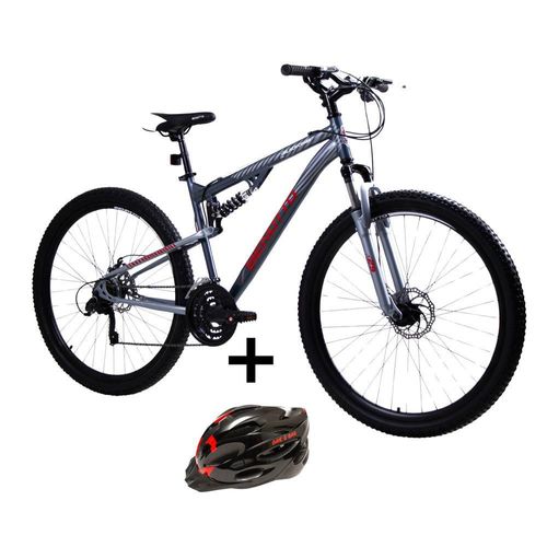 Combo bicicleta benotto blackcomb r29 con casco negro/rojo
