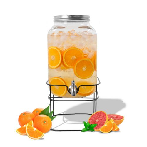 Vitrolero Dispensador Mason Jar Onof Llave Acero Inoxidable Plata