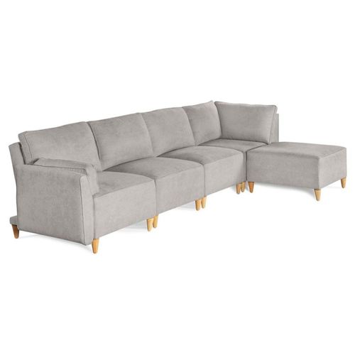 Sala Modular Morelli Makora Gris Claro 5 Plazas Reclinable con Memory Foam Respaldo Reclinable de 3 Posiciones