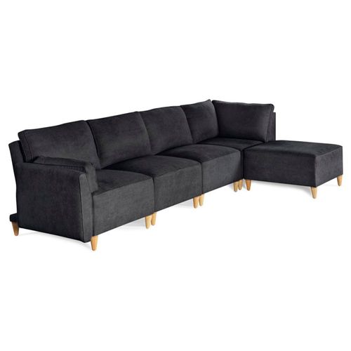 Sala Modular Morelli Makora Azul 5 Plazas Reclinable con Memory Foam Respaldo Reclinable de 3 Posiciones