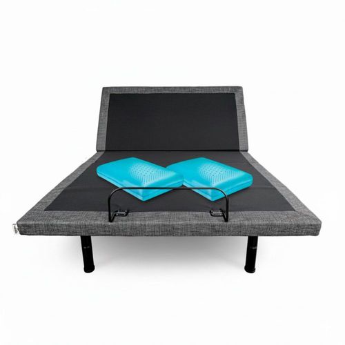 Base de Cama Ajustable Plus Roomi Individual Tecnología de Masaje Lumbar + 2 Almohadas de Gel