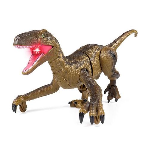 Juguete remoto 2.4G de dinosaurio raptor, con luces y niebla, modelo eléctrico.HOGAWAY