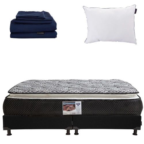 Colchon King Size Spring Air Omega Negro+ Box+ Almohada One+ Sabanas Softy RGH