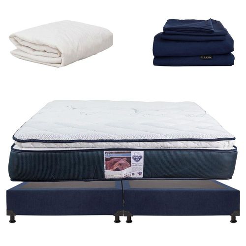 Colchón King Size Monaco Spring Air Azul+ Box+ Protector Ultra+ Sabanas Softy  RGH