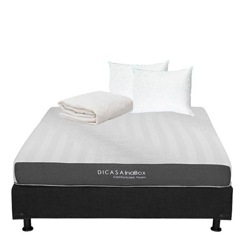 Colchon Matrimonial Restonic DicasaInaBox Negro+ Box+ Almohada Oso 2+ Protector Ultra RGH