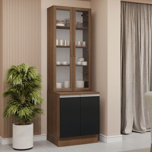 Kit Gabinete Bajo Con Armario De Vidrio Madesa Glamy 70cm MN