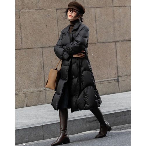 dme Chamarra Larga 90% Plumón Invierno Negra para Mujer