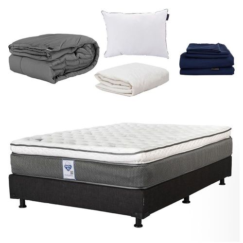 Colchon Queen Size Spring Air Phantom Negro+ Box+ Almohada One+ Protector Ultra+ Sabanas Softy+ Edredon Homy RGH