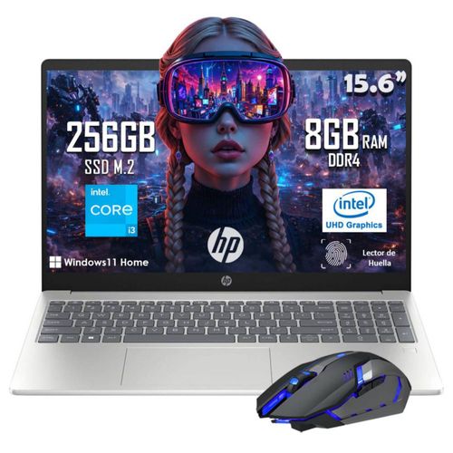 Laptop HP 15-fd0133wm Core i3-N305 256GB SSD 8GB RAM con Mouse