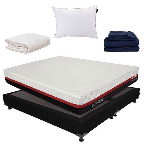 Colchon King Size Restonic Roll Negro+ Box+ Almohada One+ Protector Ultra+ Sabanas Softy RGH