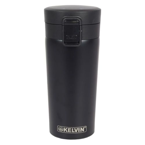 KELVIN COFFE & TEA Vaso térmico negro  de 384 ml de acero inoxidable, Tumbler 13 oz, Termo para café y té