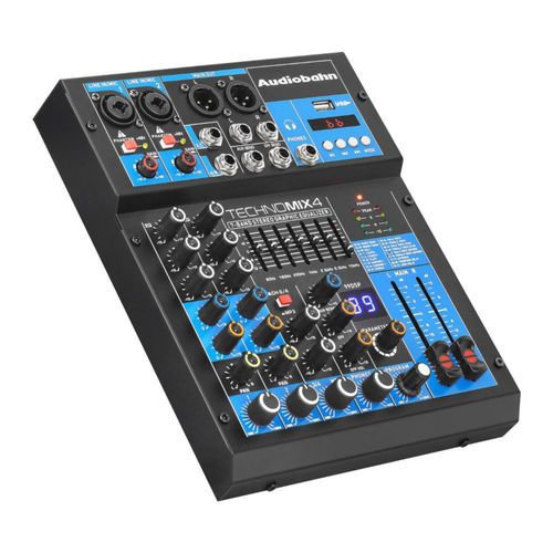 Mezcladora Profesional Audiobahn 4 Canales TECHNO MIX4