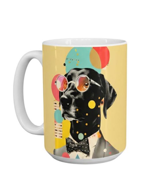 Taza de cerámica 445 ml con diseño ilustrado de perro pitbull
