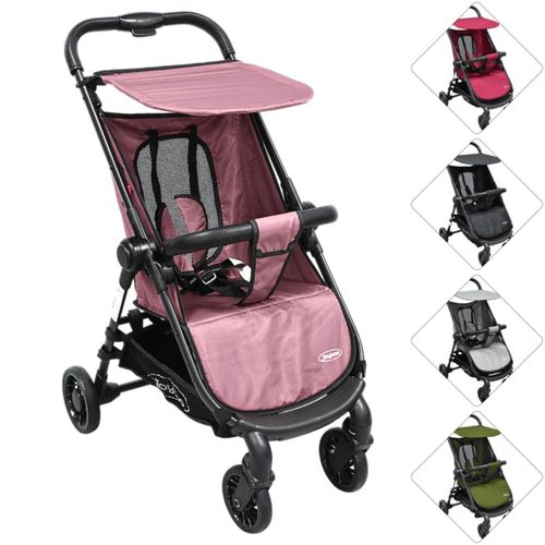 Carriola para Bebé Ligera Plegable Ruedas de Goma Cinturón 5 Puntos Toldo Apta desde 12 Meses Hasta 16 kg - Rosa