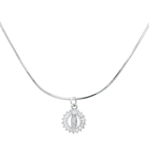 Collar Plateado Vírgen de Guadalupe 45cm rodio Chapa de Oro Horoz EH552