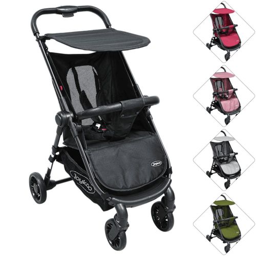 Carriola para Bebé Ligera Plegable Ruedas de Goma Cinturón 5 Puntos Toldo Apta desde 12 Meses Hasta 16 kg - Negro