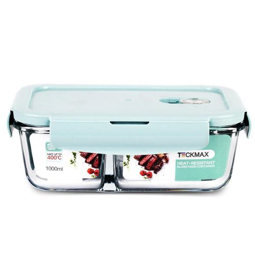 Contenedor para alimentos 2 divisiones TECKMAX azul