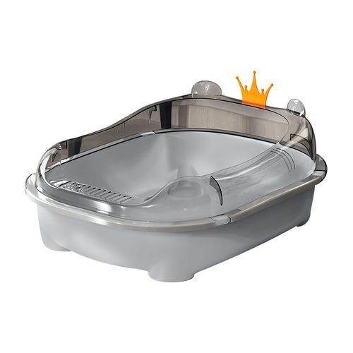 Arenero para gato semi-cerrado mediano gris