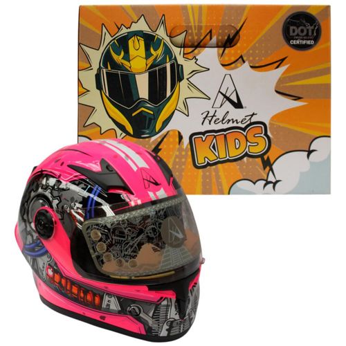 CASCO PARA MOTO CERRADO INFANTIL POCKET A-HELMET VISOR TRANSPARENTE CERTIFICADO DOT ROSA TALLA L