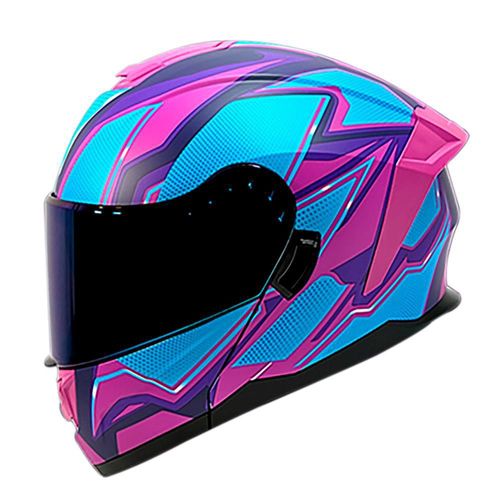 Casco moto abatible certificado liberty azul rosa talla xl 2w
