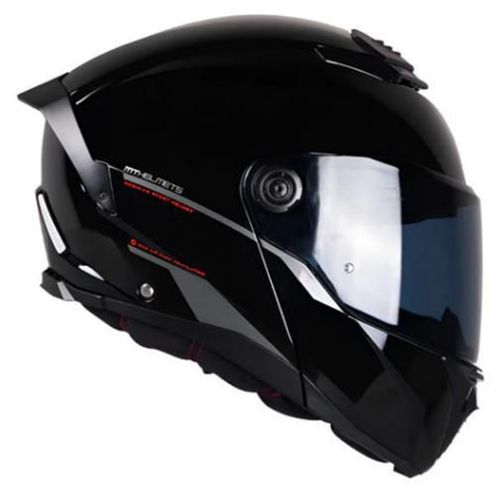 Casco Abatible Para Moto Mt Helmets Atom 2 Negro Brillante Dot