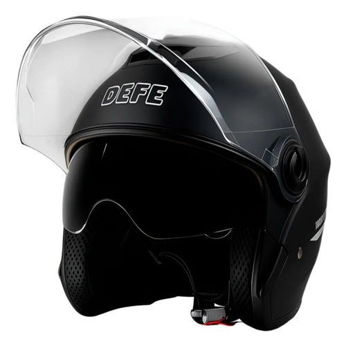 Casco Motocicleta Abierto 3/4 Visera Doble Hd Abatible Dot Negro Mate Grande