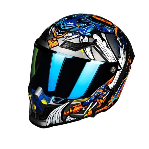 Casco Moto Integral Ilm Vendetta Mf509 Ronin Azul Rider One