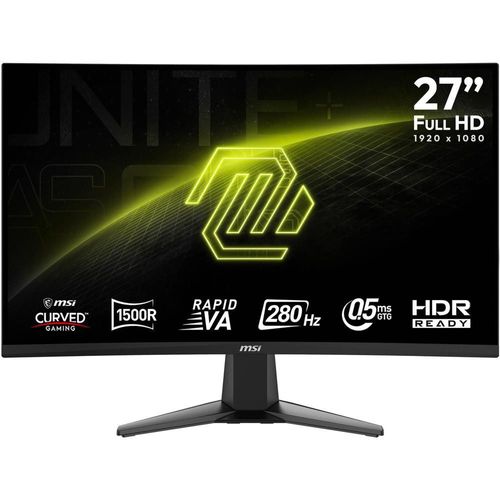 Monitor gamer curvo 27 msi mag 276cxf 0.5ms 280hz full hd rapid va hdmi dp
