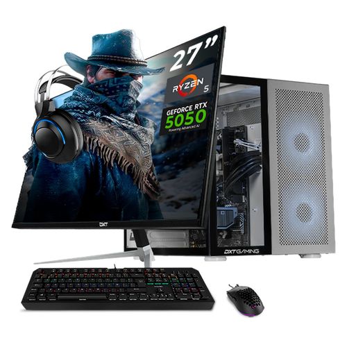 Computadora gamer dxt rtx 5050 ryzen 5 32gb ssd monitor 27