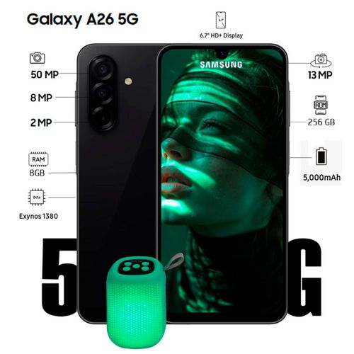 Celular Samsung Galaxy A26 5G 256GB 8GB RAM NegroDual sim 6.7″ Super AMOLED con Bocina