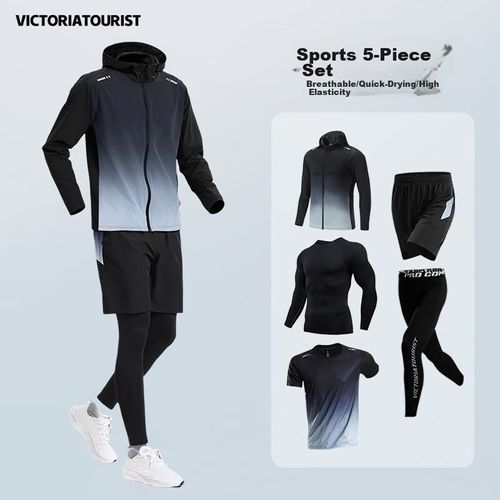 Conjunto Deportivo Victoriatourist Negro Gris Para Hombre