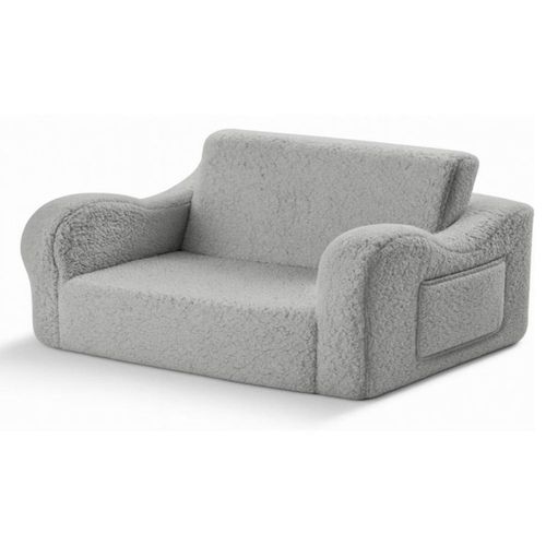 Bluelander Sofá Individual para Niños 60 * 43 * 35.5 cm, Sofá Cama Individual Plegable, Portátil, con Bolsillo Lateral 15 * 16 cm, Ligero 2.5 kg Gris.