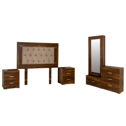 Recamara Matrimonial Venecia 5 Piezas Nogal Kessa Muebles
