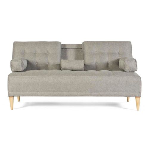 Sofá Cama Makora Queen Con Memory Foam, Color Gris Claro, Lino Respaldo Reclinable De 3 posiciones.