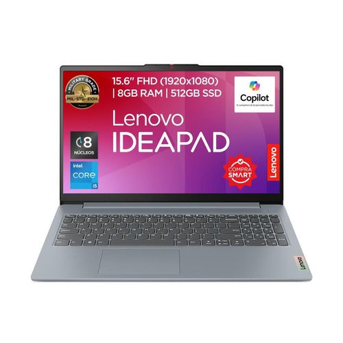 Laptop Lenovo IdeaPad Slim 3 15IAH8 Intel Core i5 8GB RAM 512GB SSD 15.6" FHD Gris