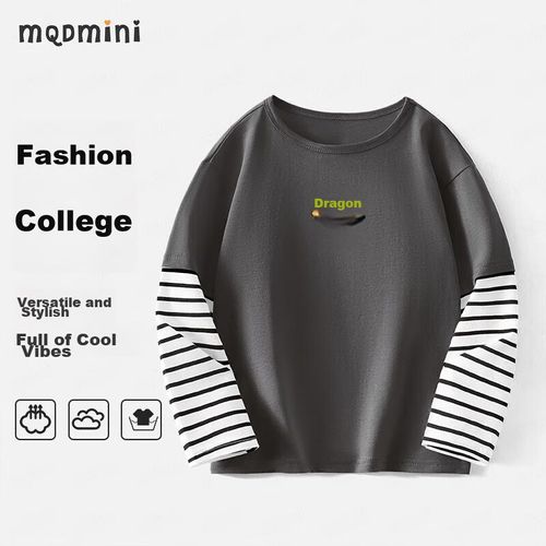 Playera Manga Larga Mqdmini Gris Para Niño