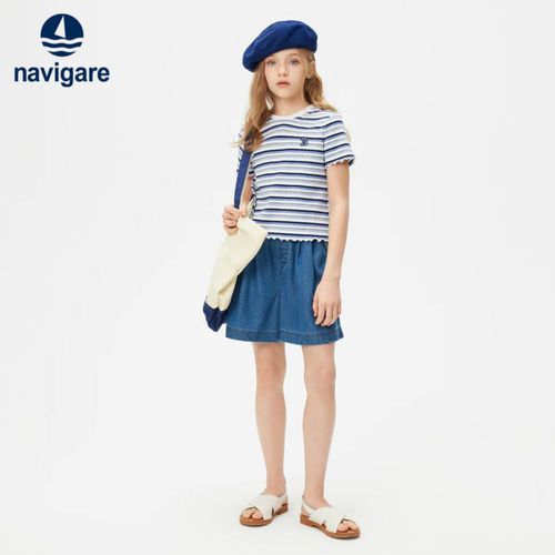 Playera Navigare Azul Para Niña