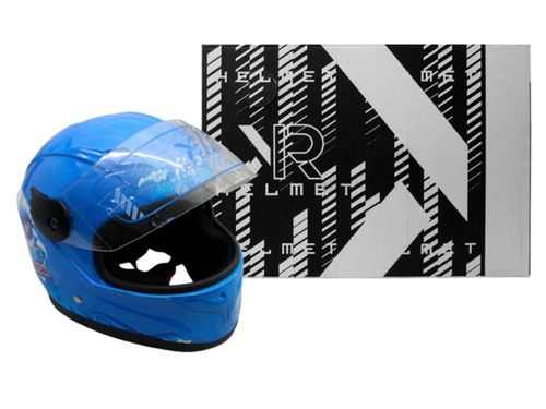 Casco Para Moto Cerrado Infantil Azul con luz