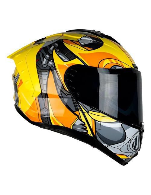 Casco Abatible Para Moto Kov Snow Transformers Bumblebee