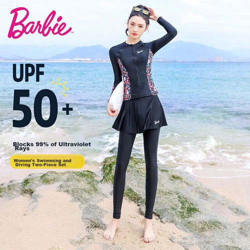 Traje de baño Barbie de dos piezas con manga larga para mujer