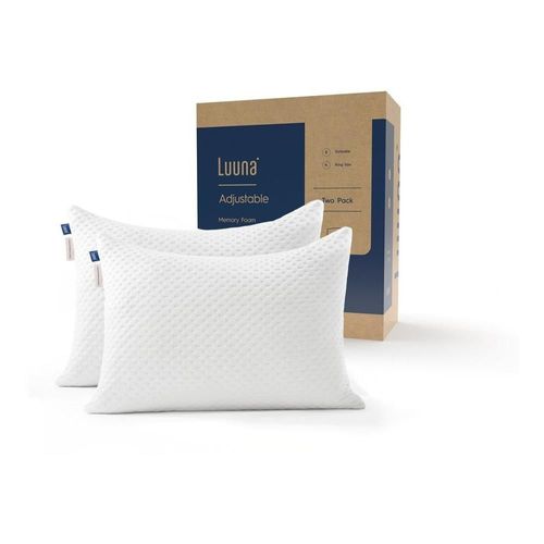 Almohadas ajustable 2 pack estándar, 100% memory foam, luuna
