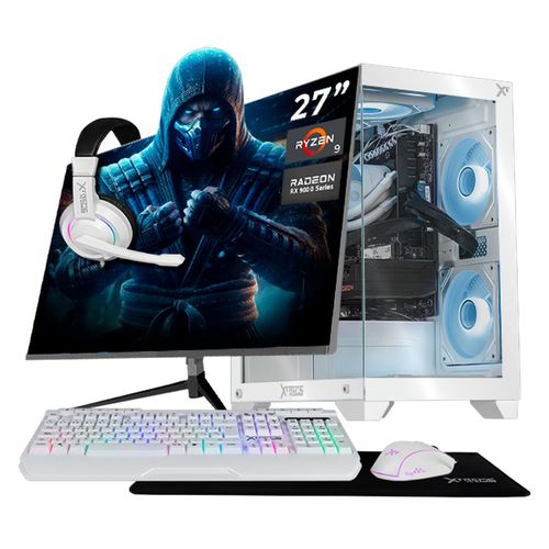 Xtreme pc rx 9060 xt ryzen 9 32gb ddr5 ssd monitor 27 white