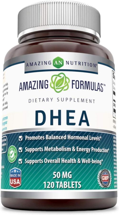 Amazing Nutrition® ∣ DHEA 50 mg 120 tabletas ∣ Suplemento dietético ∣ Apoyo al equilibrio hormonal, metabolismo y bienestar general