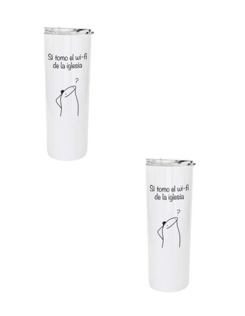 "Duo de termos 591 ml. diseño divertido si tomo el wifi de la iglesia
¿estare tomando la señal de dios? regalo original"