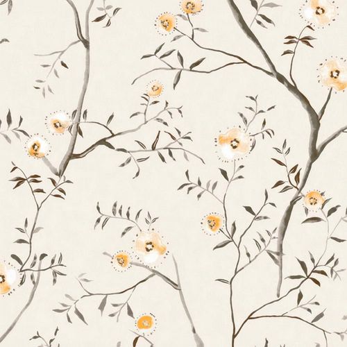Ilios Innova | Papel Tapiz Decorativo Motivo Floral y Fondo Beige, Rollo de 10m x 1.06m para Renovación de Paredes y Muebles, Textura Elegante